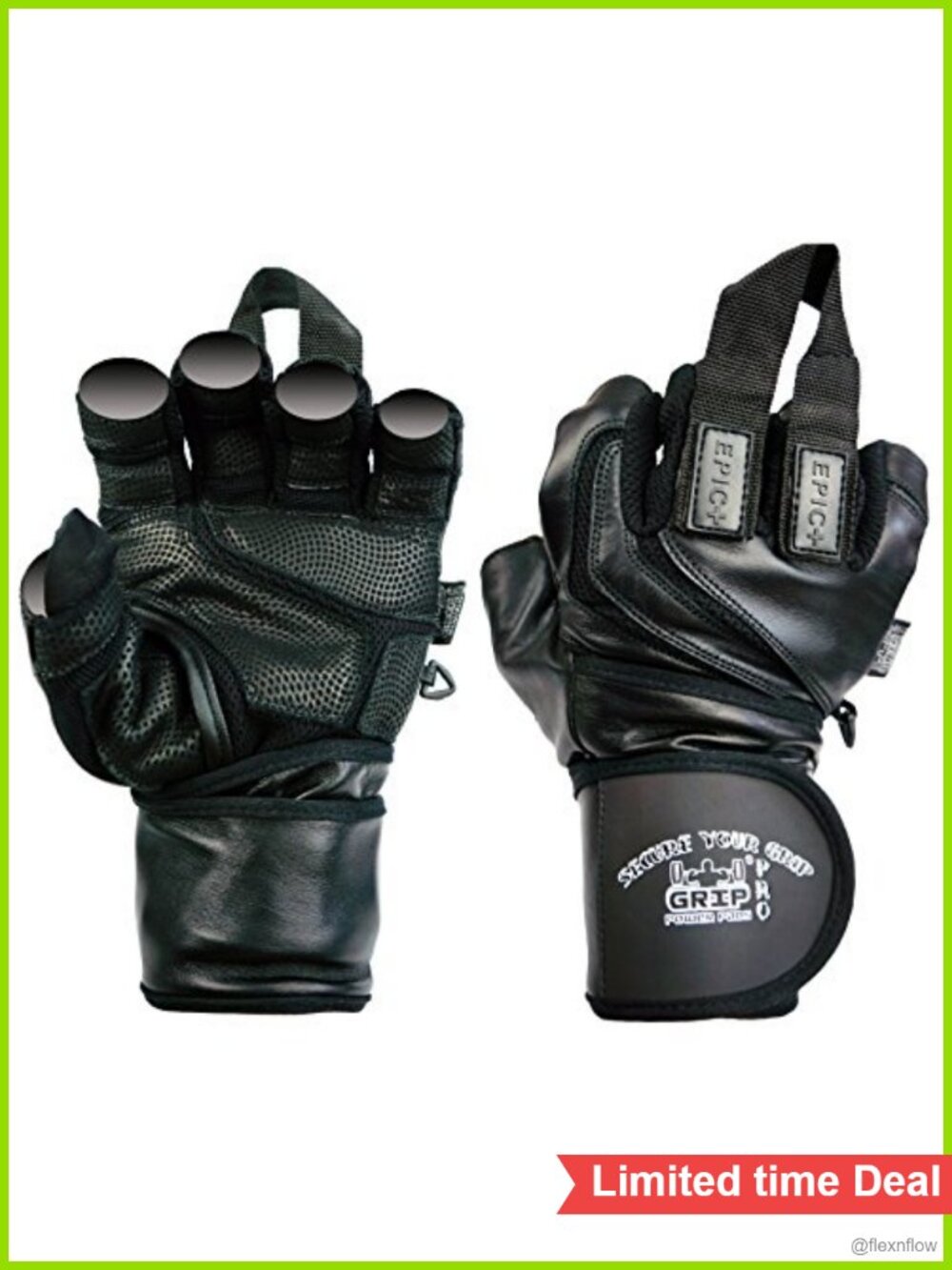 Leather Gym Gloves Built-in 2" Wrist Wraps Weightlifting Powerlifting